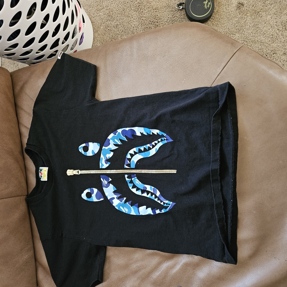 BAPE Black T-Shirt with Blue Graphic Design